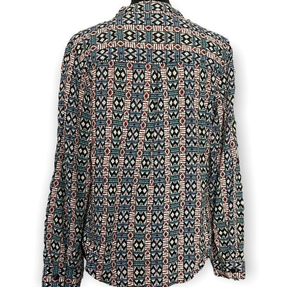 Geometric Printed Multicolored Blouse By Life Style Size Medium Casual Workwear - Picture 6 of 7